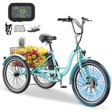 H ZT 24" Electric Trike Tricycle 350W 10.4AH 36V Battery w/Basket Green Color