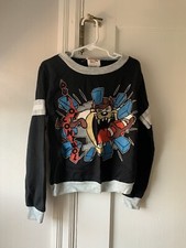 Kids Looney Tunes Vintage 90  s Black Graphic Taz Sweatshirt Long Sleeves L 7