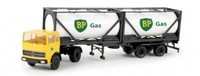 1/87 Brekina Mb Lps 1620 Bp Gas Mit 2 Tankcontainern 81046