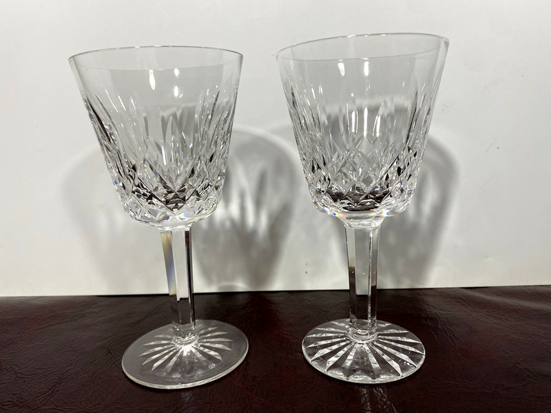 Waterford Crystal LISMORE Claret Wine Glasses 5.7/8”in Tall  Lot of 2
