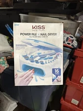 Kiss Power File X Nail Dryer All in One Nail Care Kit Rechargeable Handle 16 Pc