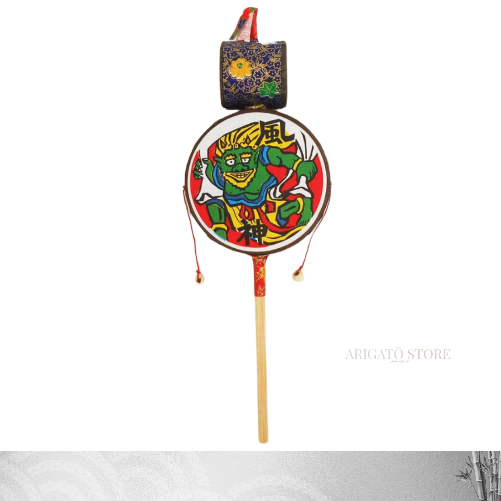 Japanese Traditional 「Den Den Daiko Drum」Fujin / Wind God  -  Japan Toy New