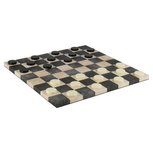 14.5" Leatherette Chess Board Dusky Black and Cream