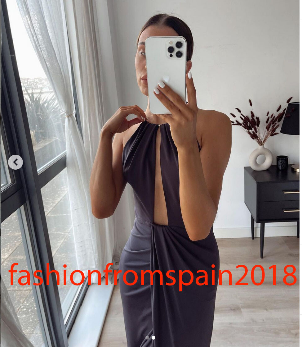 ZARA NEW WOMAN LONG HALTER DRESS - LIMITED EDITION AUBERGINE