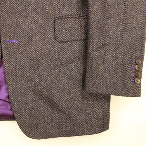 HOLLAND & SHERRY Dark Gray Indigo Herringbone Tweed Blazer Suit Coat Jacket 40XL - 第 5/11 張圖片