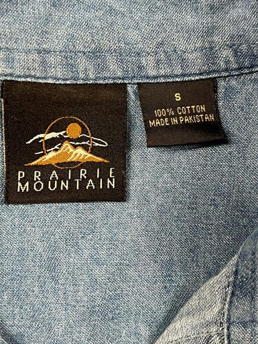Vintage Prairie Mountain Long Sleeve Denim Shirt Embroidered Alaska Eagle Small - Picture 6 of 7