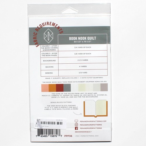 "BOOK NOOK" Quilt Pattern by Pen + Paper Patterns New! - Picture 2 of 3