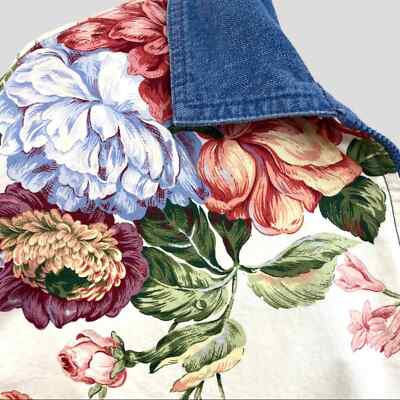 Vintage Multicolor Floral + Denim Zip Front Bomber Jacket | eBay