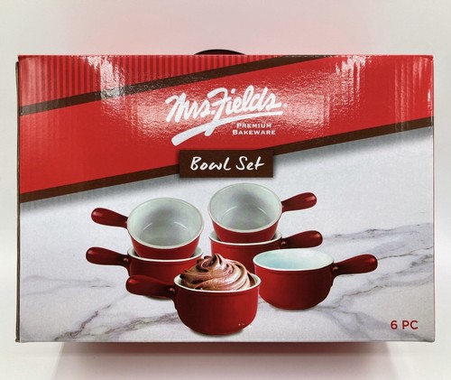 Juego de 6 cuencos para hornear premium Mrs Fields rojo/blanco con asas seguro para horno a 450 °F - Imagen 2 de 4