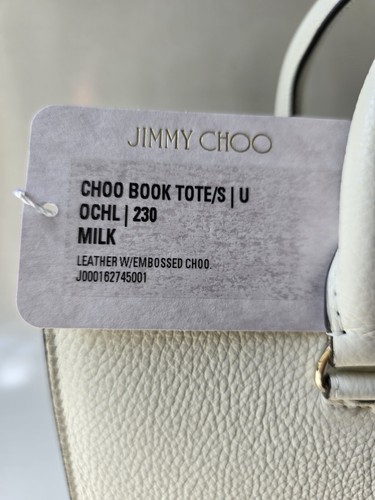 Bolso Bandolera Jimmy Choo Libro Cuero Blanco Leche Doble Asa Logo Mediano - Imagen 7 de 11