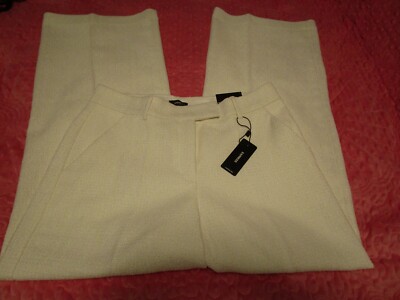 Express Womens Editor Relaxed Trouser Mid Rise Lined Pants Ivory Sz 6S NWT 