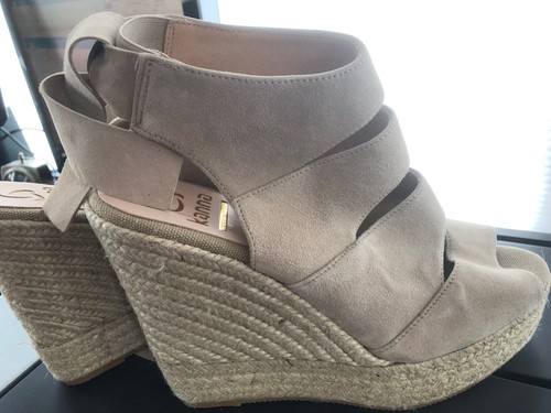 Kanna Spain New Women's Espadrilles Tan/Nude Suede 39/8 Celeste Wedge Sandals - 第 7/12 張圖片
