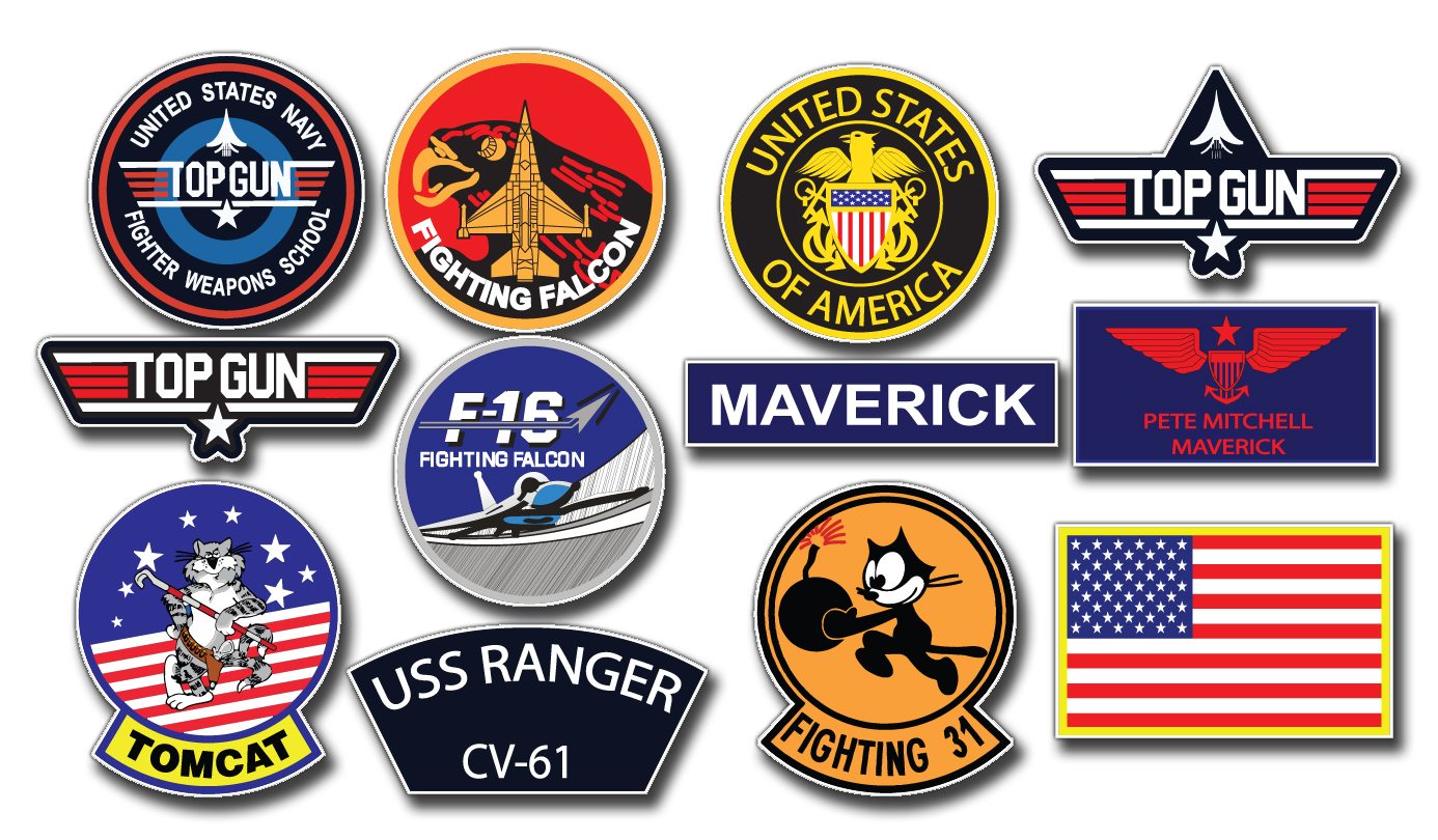 US Pilot P.Mitchell Sticker Set Aviation Action Movie Collection , UV Laminated