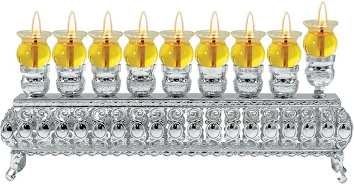 Silver Plated Oil Wall Menorah Fits Standard Chanukah Oil Cups And Large Candles