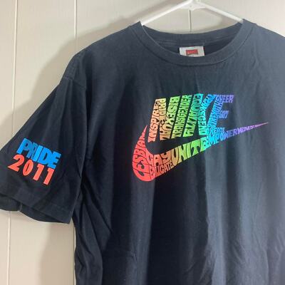 vintage Y2K 2011 TEAM NIKE GAY PRIDE FESTIVAL swoosh graphic tee