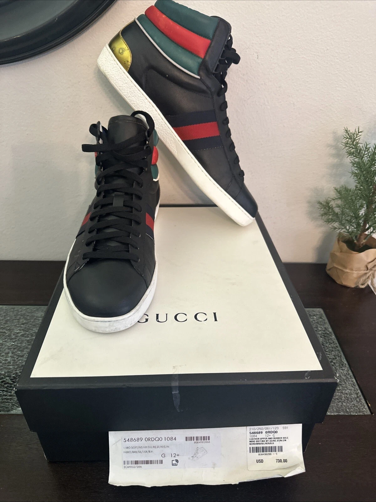 Baskets montantes Gucci Ace taille 12,5 US noir multicolore