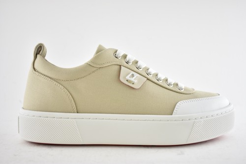 Christian Louboutin Simplerui Flat Beige White Bianco Canvas Low Top Sneaker 36 - Picture 2 of 12