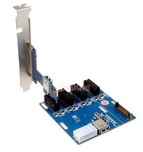 PCI-E 1X Expansion Kit 1 to 4 Ports Switch Multiplier Hub Riser Card + USB Cable - Picture 5 of 5