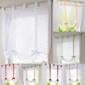 Balloon Roman Curtain Rod Pocket Window Panel Drapes Embroidery
