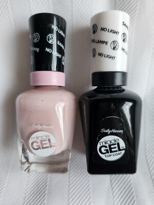 Sally Hansen Miracle Gel Nail Polish ''Pinky Promise'' + Top Coat Set / New