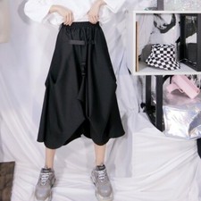 Japanese style women Harajuku elastic waist Long Skirts A-line button Skirts