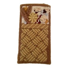 Plastic Canvas Needlepoint Eyeglass Glasses Case Harvest Wheat Flowers