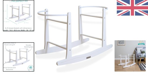 Elegant Rocking Moses Basket Stand - Safe Pine Wood, Adjustable and Universal - Picture 2 of 8