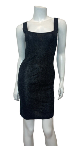 St. Agni 90s Sheer Knit Mini Dress in Black Size M