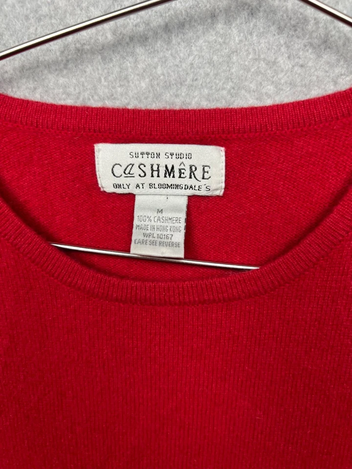 Vintage Sutton Studio Cashmere Knit Pullover Sweater Womens M Short Sleeve Red - Image 3 of 4