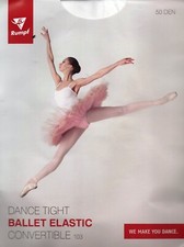 Rumpf Ballettstrumpfhose Convertible 103 Fersenloch Gr. 4/6  Weiß