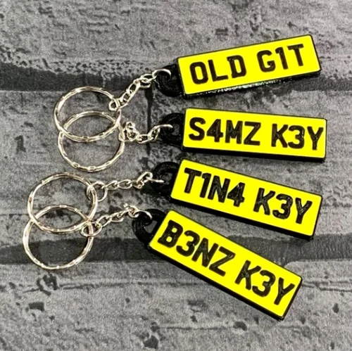 Personalised Keyring Name, Number Plate Rego Style Key ring Engraved 52 x 16mm