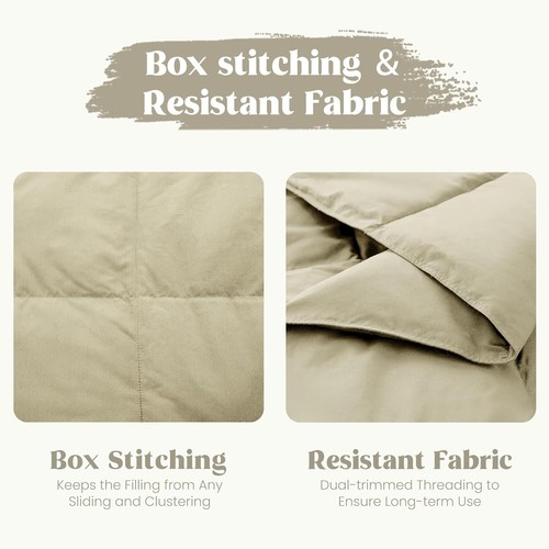 Puredown® weiche Feder Daunen Überwurf Decke leicht Einheitsgröße, beige  - Bild 5 von 6