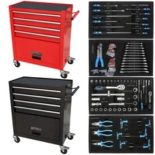 4 Drawer Tool Chest Storage Cabinet Tool Box Rolling Cart with 233pcs Tools Sets