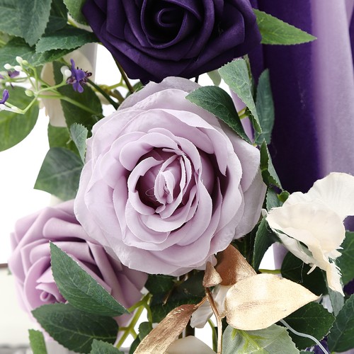 Wedding Chair Back Flowers Artificial Prevent Fading Purple Chair Decorations - Picture 3 of 21