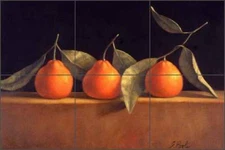 Tangerine Tile Backsplash Poole Fruit Art Ceramic Mural FPA025