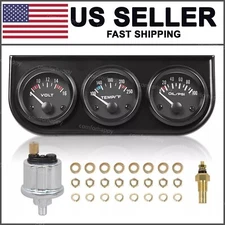 2" 52mm 3-in-1 Auto Car Triple Gauge Set Kit Water Temp Oil Pressure Volt Meter
