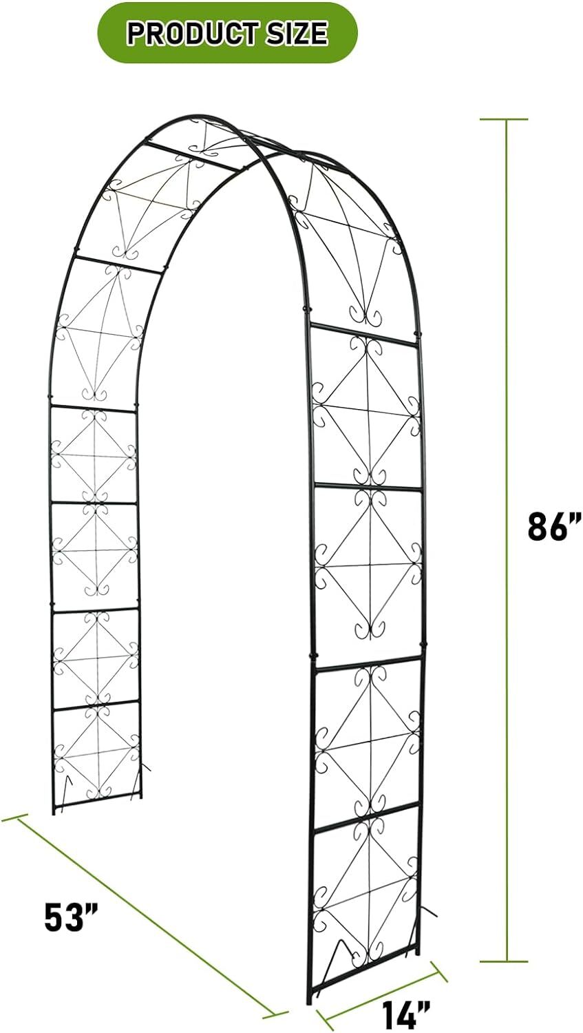 Metal Garden Arch 7.2ft X 4.5ft Garden Arbor for Climbing Plant Outdoor Garden