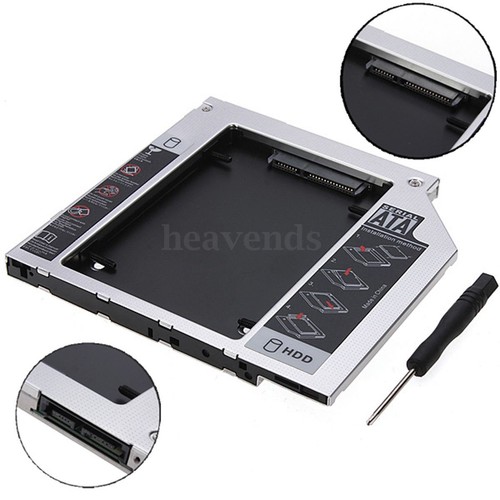 SATA 2nd HDD SSD Caddy Bay Adapter for Laptops 9.5mm Optical Hard Drive + Screws