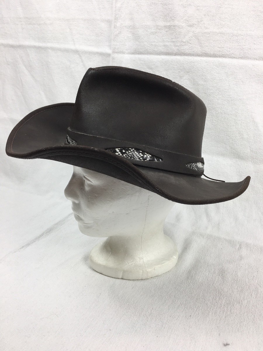 Henschel Hat! Black Genuine Leather Cowboy Hat! Vidalia Leather Australian Hat - Henschel Hats main image 4