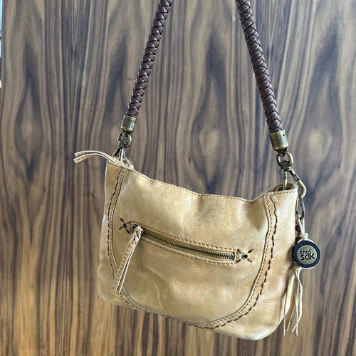 VTG* The Sak Tobacco Colored leather squared BOHO Shoulder bag purse - Bild 8 von 23