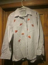 Red Hat Society Women’s Button Up Shirt Purple Stripe Long Sleeve  L DRAPER'S ..