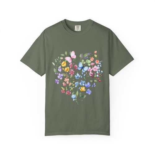 Floral Heart T-Shirt, Cute Summer Tee, Gift for Her, Casual Wear, Spring - Picture 12 of 20