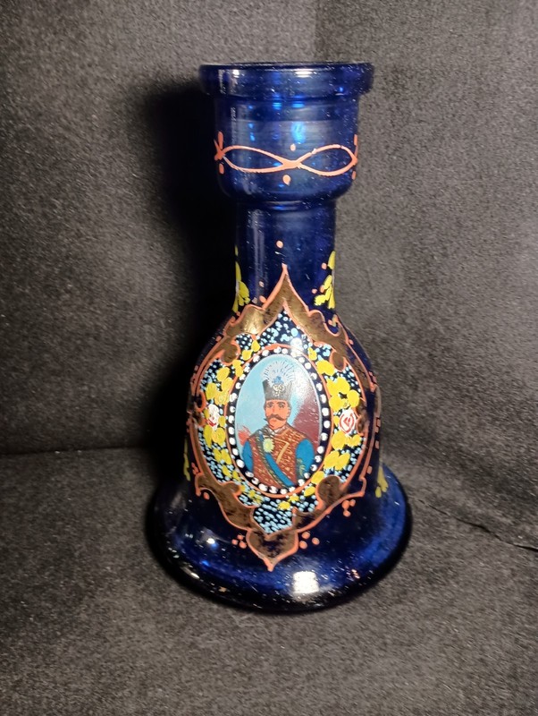 Vintage cobalt blue hookah vase