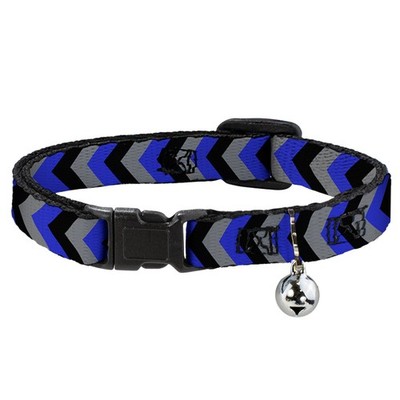 Cat Collar Breakaway with Bell Chevron Blue/Black/Gray NARROW Fits 8 (US IMPORT)