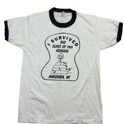 Vintage 70s Anaconda, Montana ringer T-shirt USA made adult small