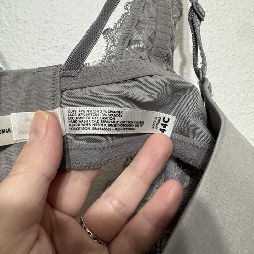 Torrid Curve Gray Underwire Push Up Lace Plunge Bra Womens Size 44C - Picture 7 of 7