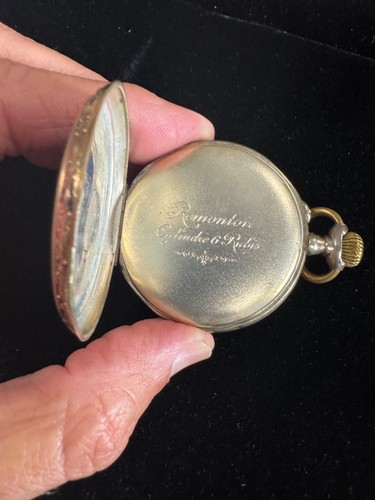 Antique Remontoir Cylindre 8 Rubis 800 Silver Pocket Watch Dial Gold Trim Repair - Picture 5 of 7
