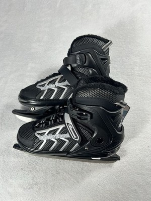 'Infinite Passion' Hockey Ice Skates Youth Size 8-10 L Black & Silver Banwei