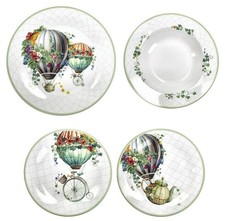 Piatti in Porcellana 18 Pezzi BRANDANI Wonderland per 6 Persone Mongolfiere