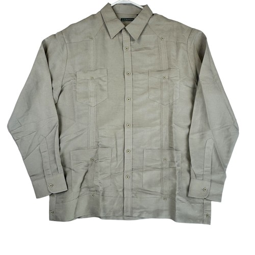 Cubavera Hemd Herren Large Langarm 4 Taschen Guayabera Cuban Freizeit Oberteil